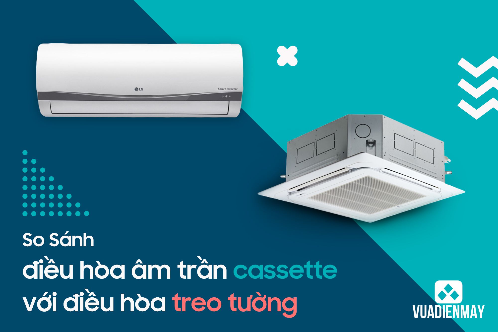 điều hòa âm trần cassette với điều hòa treo tường 1